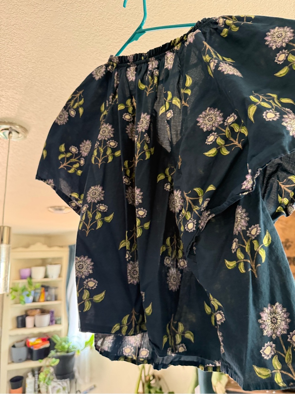 Old Navy Navy Floral Off-Shoulder Tunic